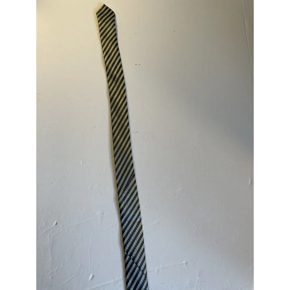 Ermenegildo Zegna  Silk Silver Blue  Tie  58” X 3 & 6/8 Striped - Picture 7 of 15